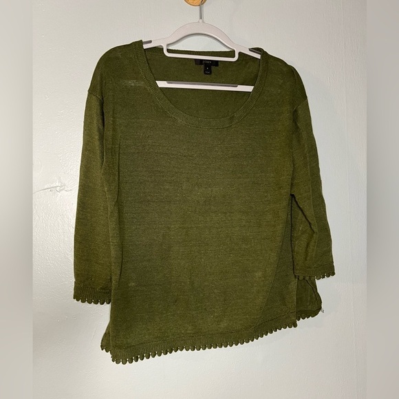 J.Crew scalloped hem linen blouse - Picture 1 of 4